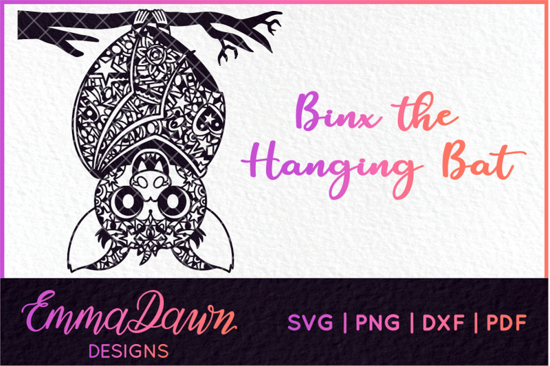 Binx The Hanging Bat Vampire Halloween Zentangle Design By Emma Dawn Designs Thehungryjpeg Com