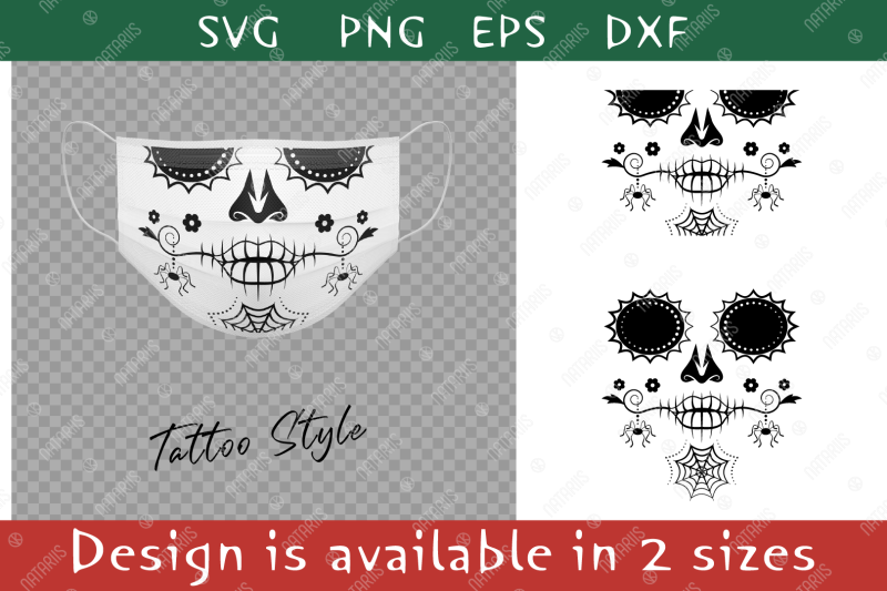 Elegant Sugar Skull With A Spider Pattern For Face Mask By Natariis Studio Thehungryjpeg Com