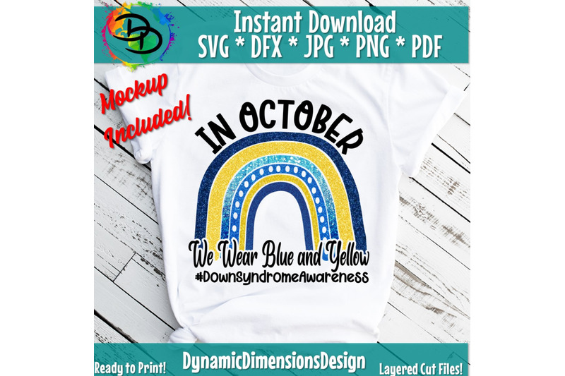We Wear Blue And Yellow Peace Love Cure Svg Down Syndrome Awareness By Dynamic Dimensions Thehungryjpeg Com