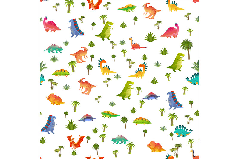 Dino background. Seamless pattern with dinosaurs, baby pattern
