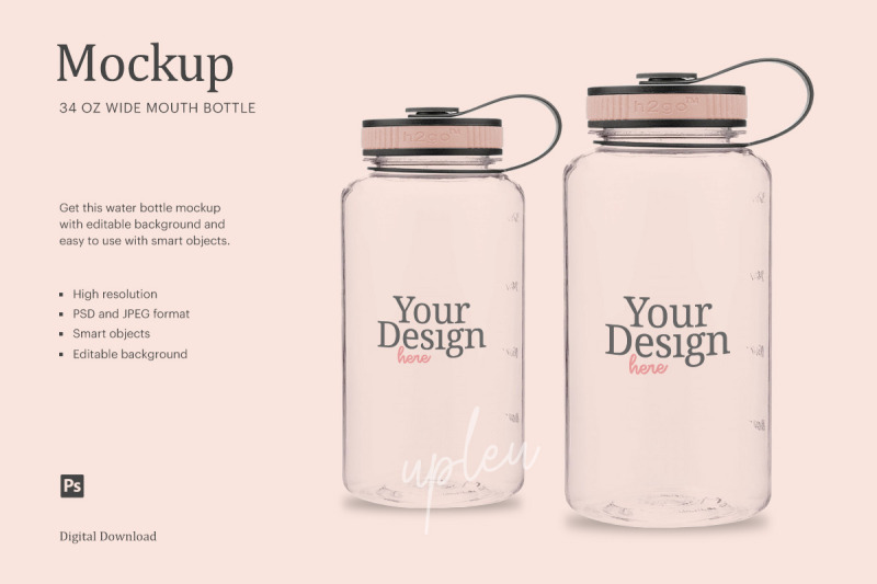 Download Glass Water Bottle Mockup Front View Yellow Images