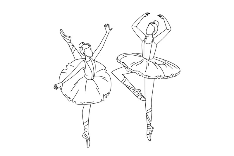 Ballerinas Wearing Tutu Dancing Ballet Vector Illustration By sevector ...