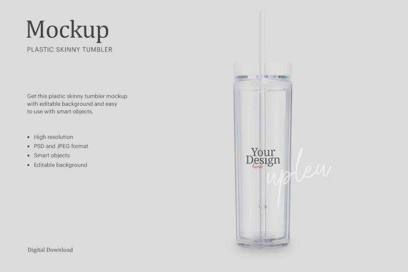 Download Plastic Skinny Tumbler Mockup | Compatible With Affinity Designer By ariodsgn | TheHungryJPEG.com