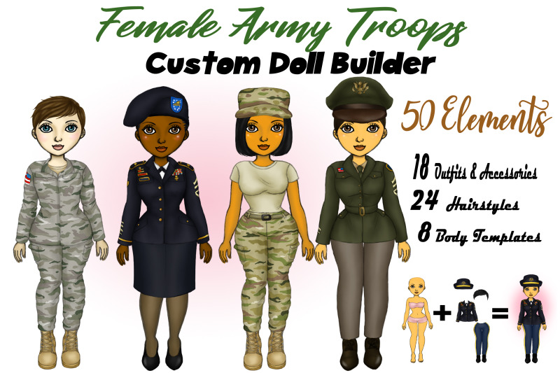 Army Woman Clipart Military Clipart Female Troops PNG By I 365 Art ...