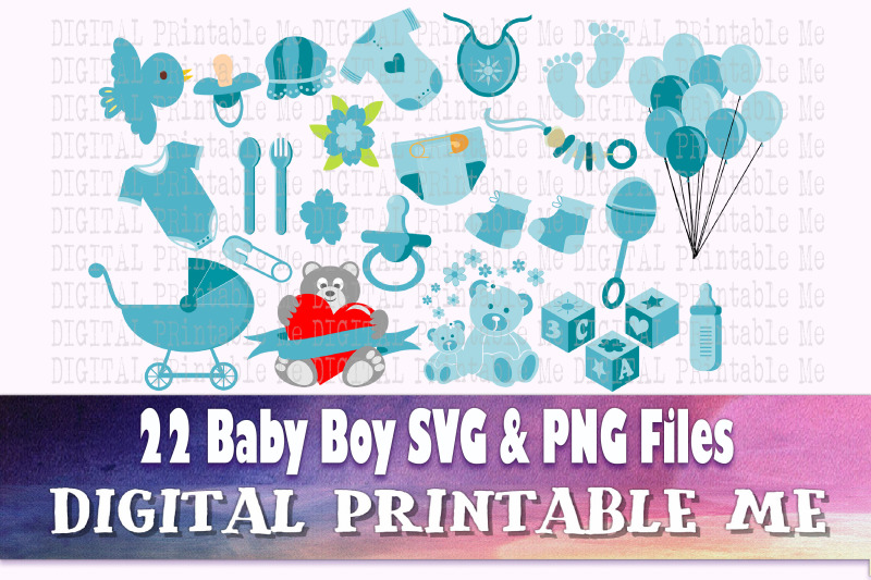 Boy Baby Shower Clip Art Svg Bundle Png Digital Cut File Vector By Digitalprintableme Thehungryjpeg Com