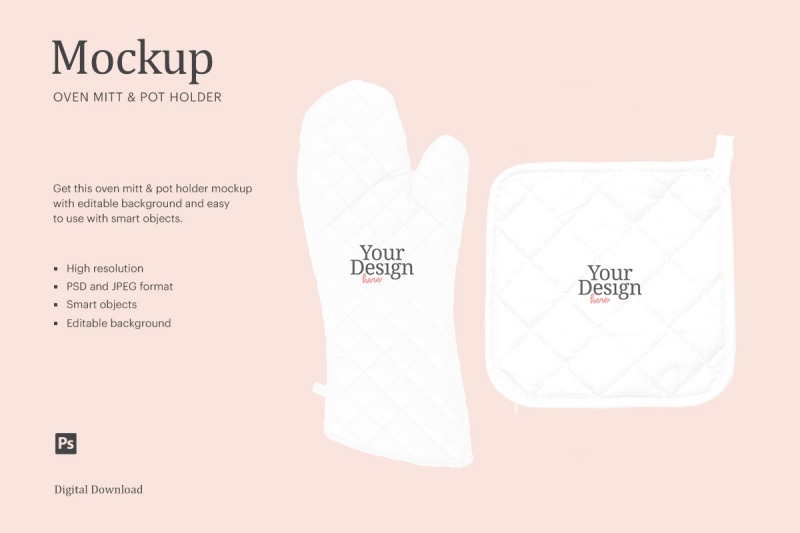 Download Oven Mitt And Pot Holder Mockup By Ariodsgn Thehungryjpeg Com PSD Mockup Templates