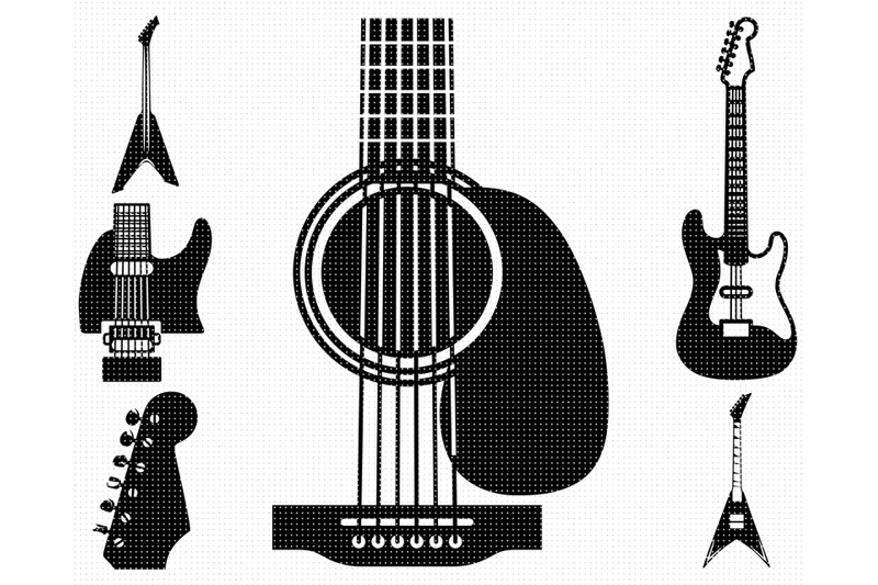 electric guitar SVG, heavy metal guitar PNG, DXF, clipart