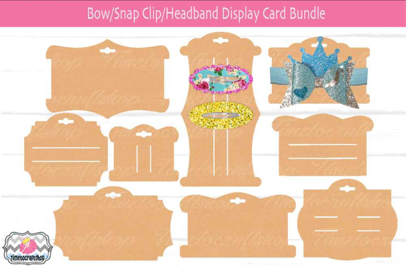 Hair Bow Snap Clip, Headband Display Card Bundle, Bow Card Template By ...