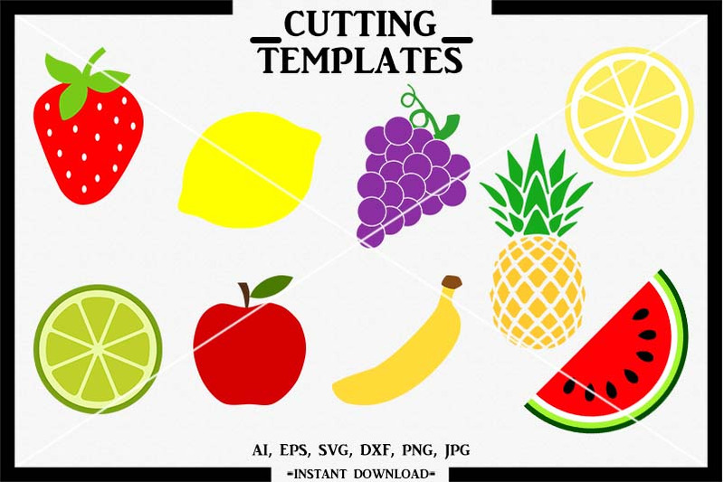 Download Fruit Bundle Svg Fruit Silhouette Cricut Cameo Svg Dxf By Design Time Thehungryjpeg Com