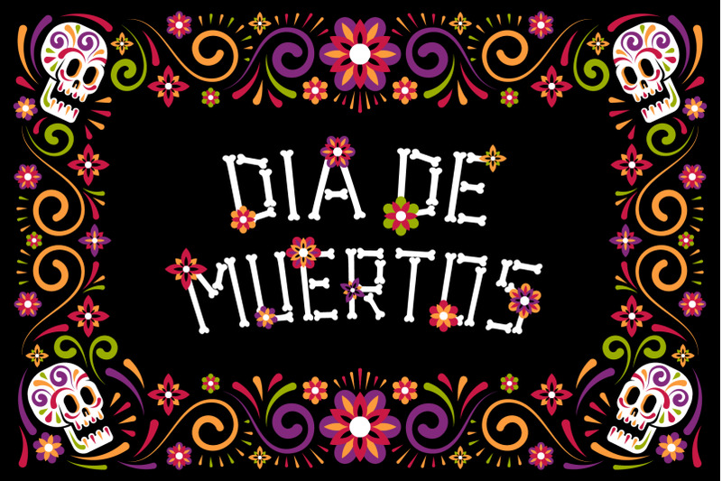 Day Of The Dead Frames And Font By Agor2012 | TheHungryJPEG