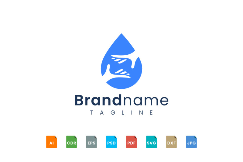 hand water drop logo template By Murnifine Creative | TheHungryJPEG