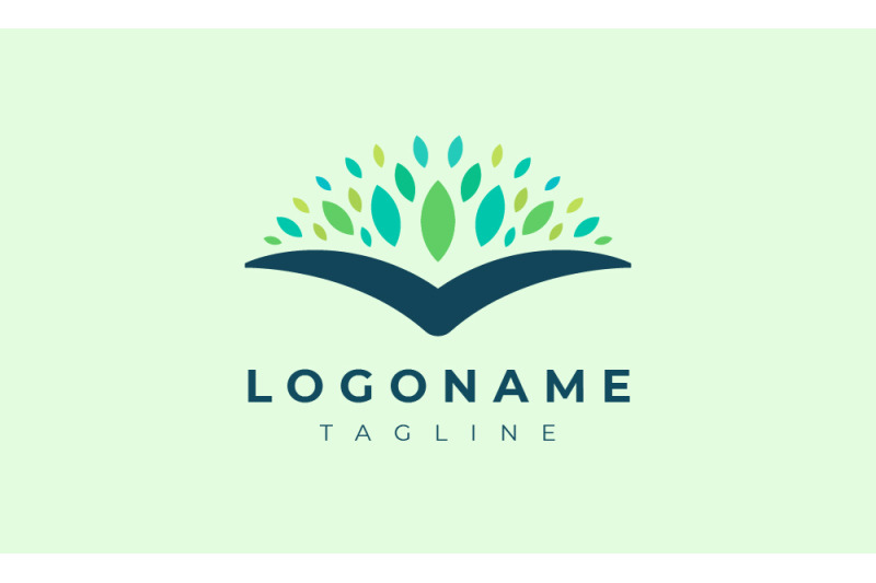 Book Logo Template With Leaves By Murnifine Creative Thehungryjpeg Com