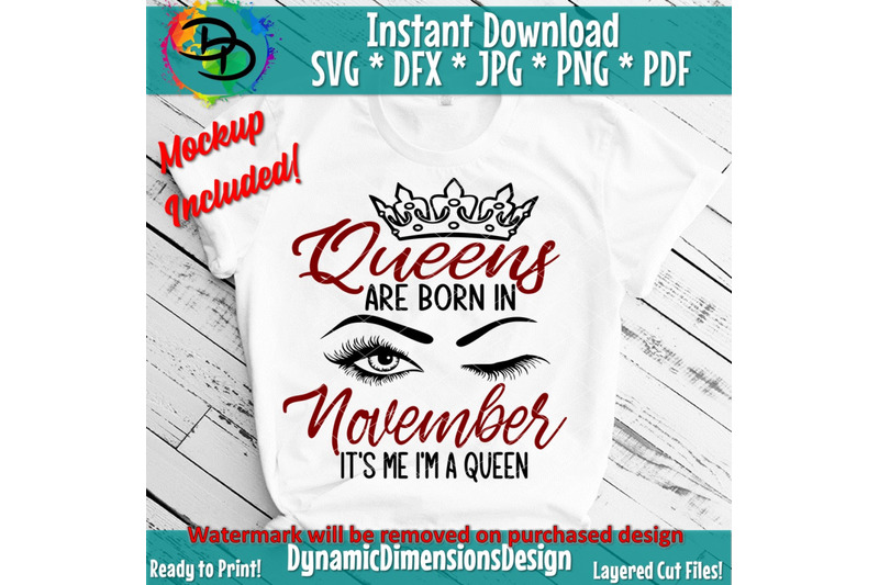 November girl svg, November birthday svg, This Queen was born, Women b ...