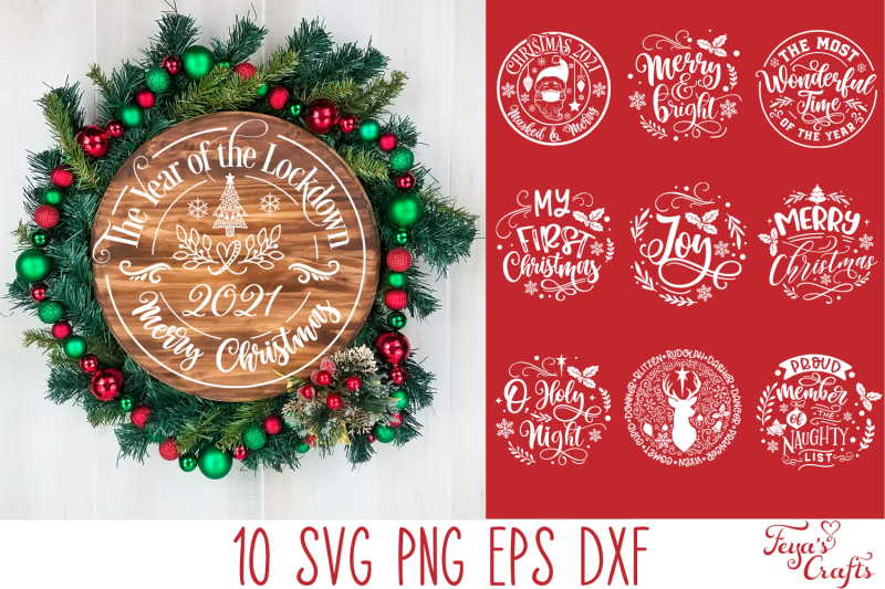 Round Christmas Ornaments SVG Pack | Round Sign SVG Cricut By Anastasia ...