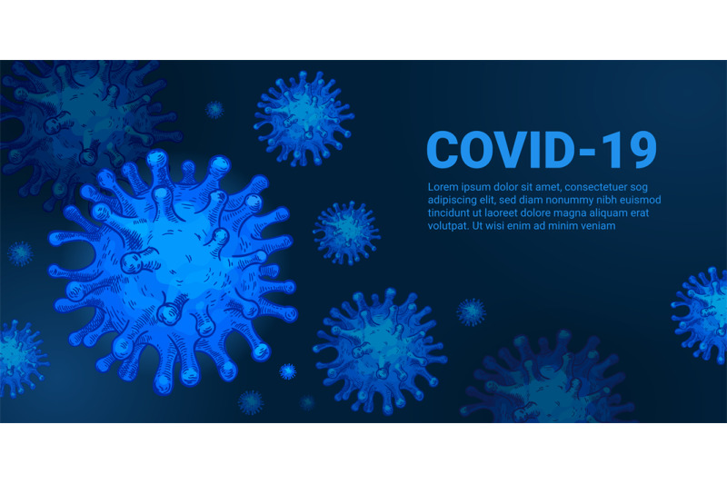 Virus background. Covid-19, coronavirus infection cells. Pandemia 2020 ...