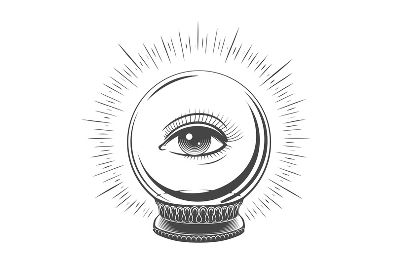 Crystal ball with eye By vectortatu | TheHungryJPEG