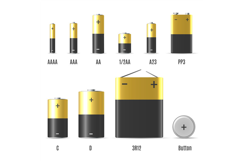 Batterie set on white background By vectortatu | TheHungryJPEG