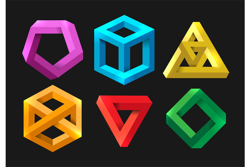 Simple 3d impossible shapes By vectortatu | TheHungryJPEG