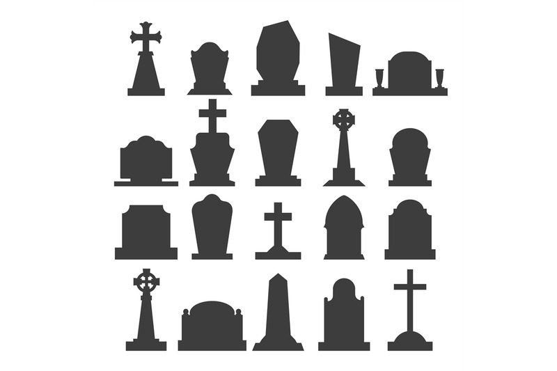 Dark gravestone icons By vectortatu | TheHungryJPEG