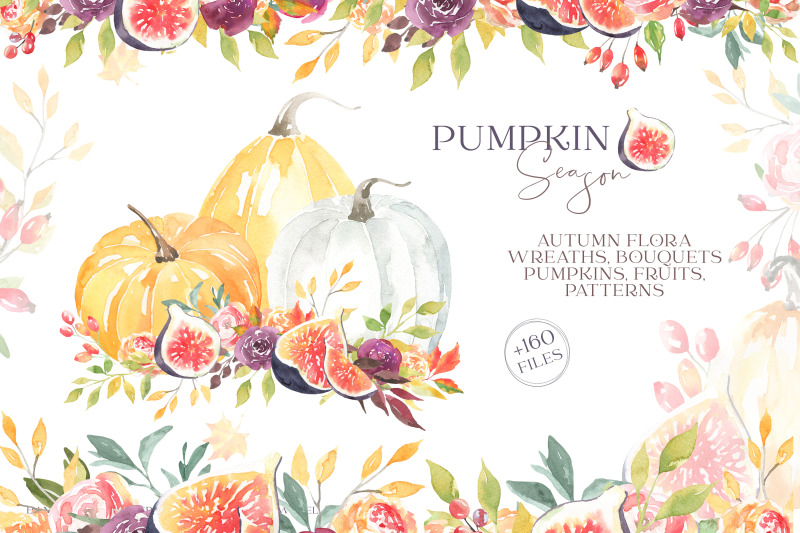 Pumpkin Season Autumn Watercolor Clipart By Catherine Wheel | TheHungryJPEG