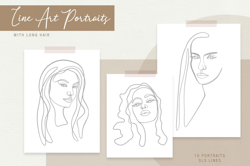 Line Art Portraits of Beautiful Women in SVG and EPS By SLS Lines ...