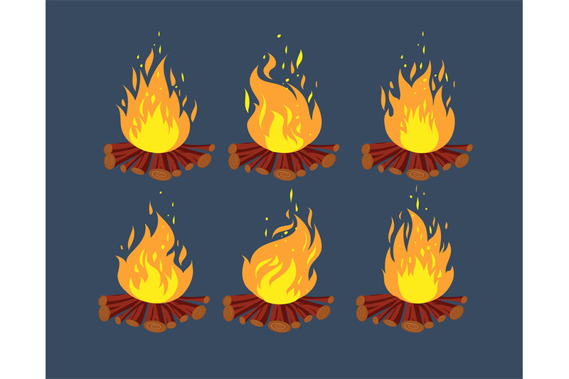 Camp fire animation sprites. Cartoon bonfire animation frames vector s By  Microvector | TheHungryJPEG