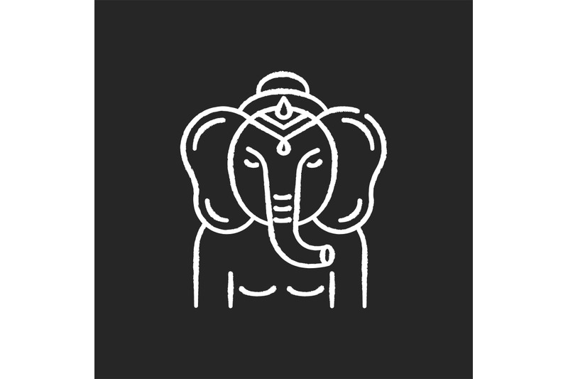 Ganesha chalk white icon on black background By bsd art factory |  TheHungryJPEG