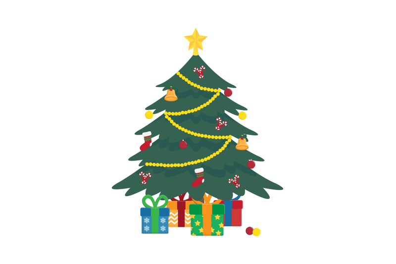 Christmas Tree Vector Illustration By Printables Plazza | TheHungryJPEG