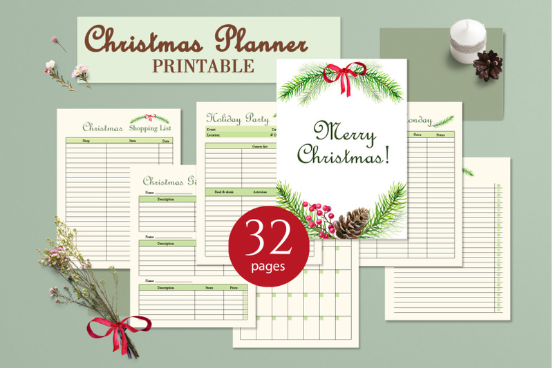 Christmas printable planner PDF By Elena Dorosh | TheHungryJPEG