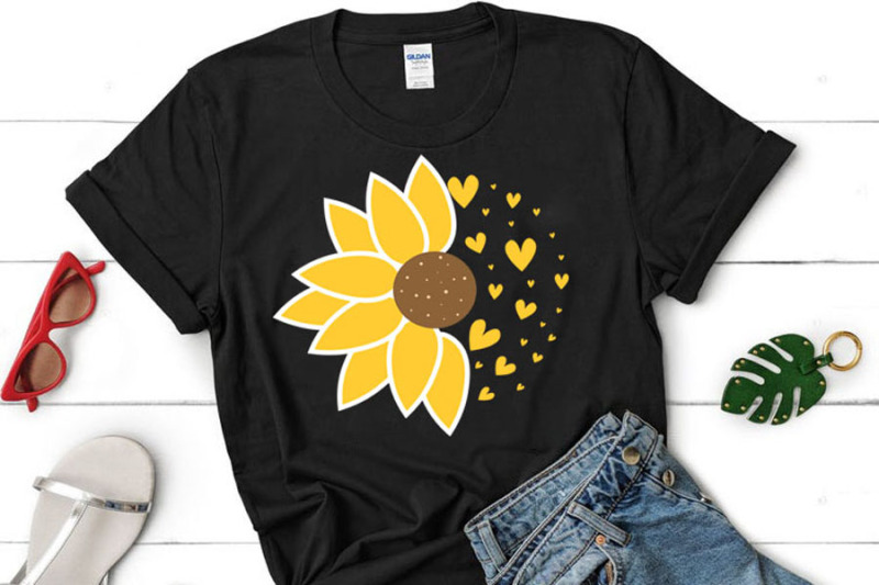 Sunflower SVG, Half Sunflower clipart, Sunflower cut file, Sunflower c ...