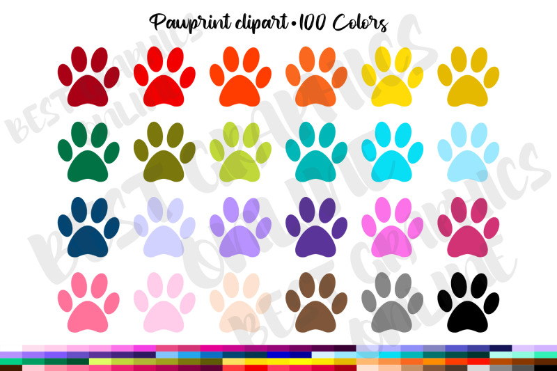 Pawprint Clipart Set Dog Cat Paw Prints By Best Graphics Online ...