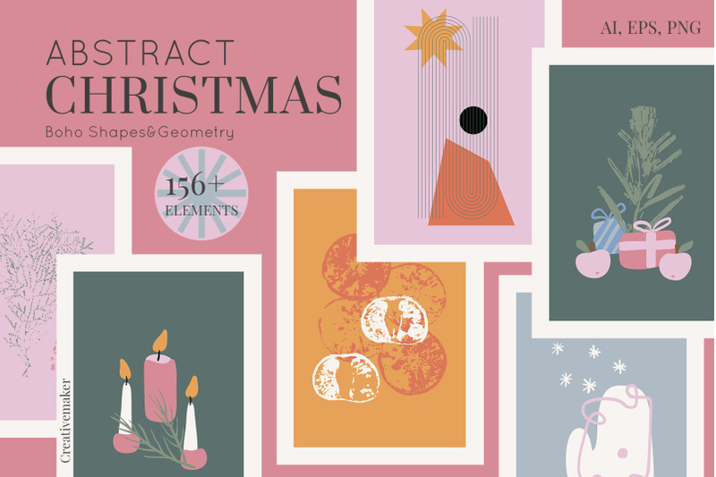 Abstract Vintage Christmas Boho By Ksenias Store | TheHungryJPEG.com