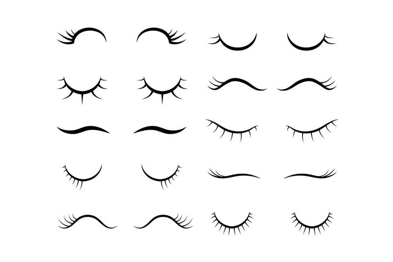 Cartoon eyelashes. Cute beautiful closed girl or unicorn eyes