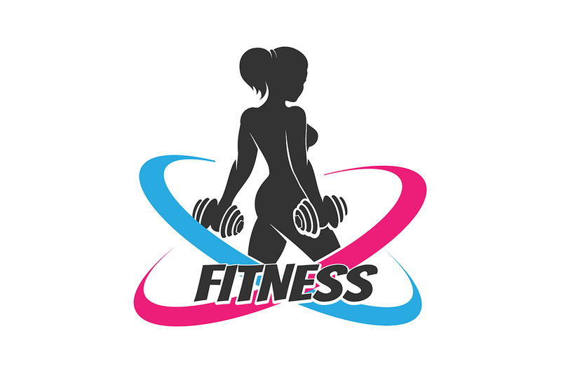 Fitness logo template with Woman at Workout By Olena1983 | TheHungryJPEG