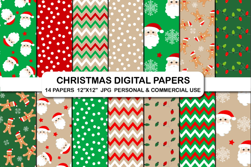 Christmas digital papers, Santa claus clipart pattern papers By Best ...