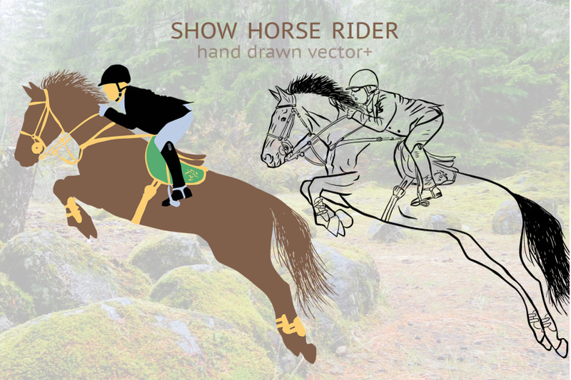 Hand drawn show horse rider vector By Anastasiya Oleynik