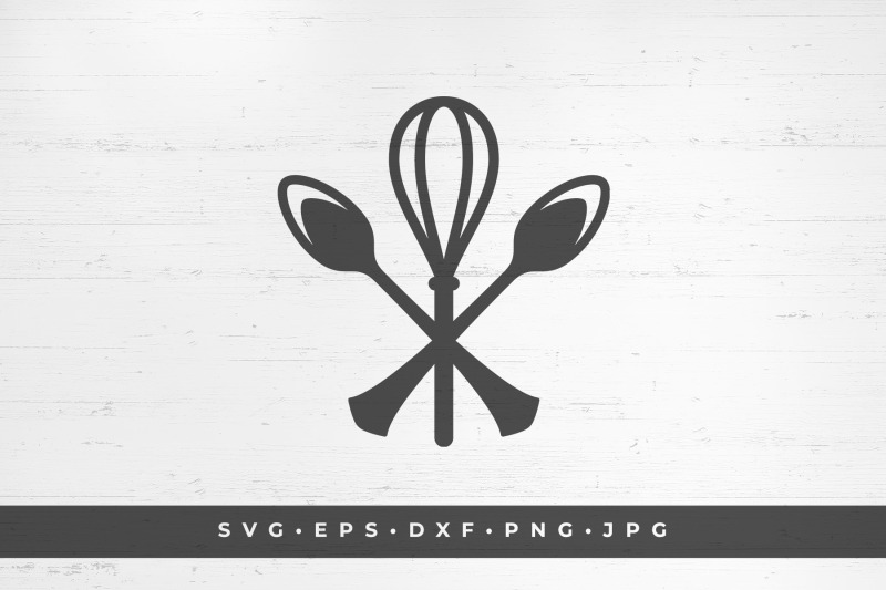 Crossed spoons and whisk icon isolated on white background vector illu ...