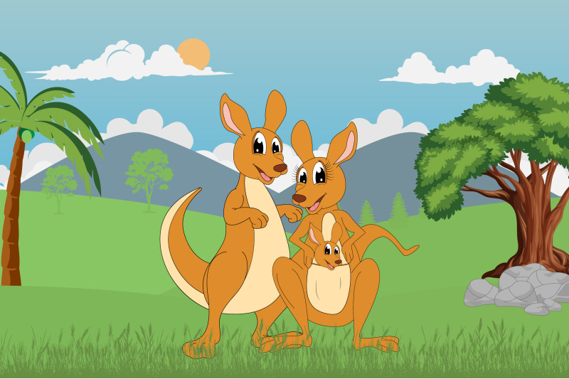 Cute Kangaroo Family By Curutdesign 