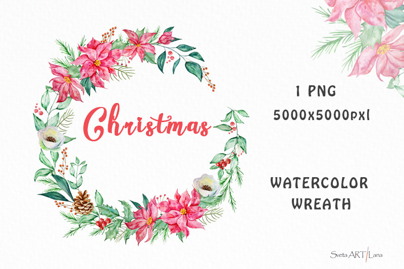 Christmas Wreath Clipart PNG By SvetaArtLana | TheHungryJPEG