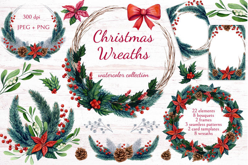 Christmas Wreaths By Salted Galaxy | TheHungryJPEG