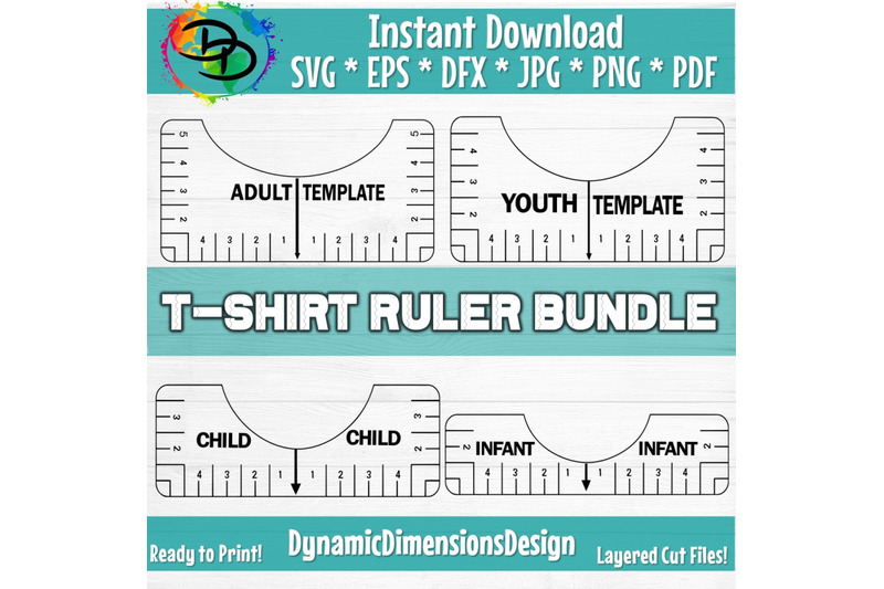 Tshirt Ruler Printable Bundle, T-shirt Alignment Tool Template, Tshirt Ruler  Guide Pdf, Tshirt Alignment Ruler, Placement Guide Ruler Svg 