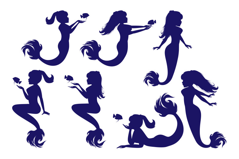 mermaid silhouette, simple vector illustration By CurutDesign ...