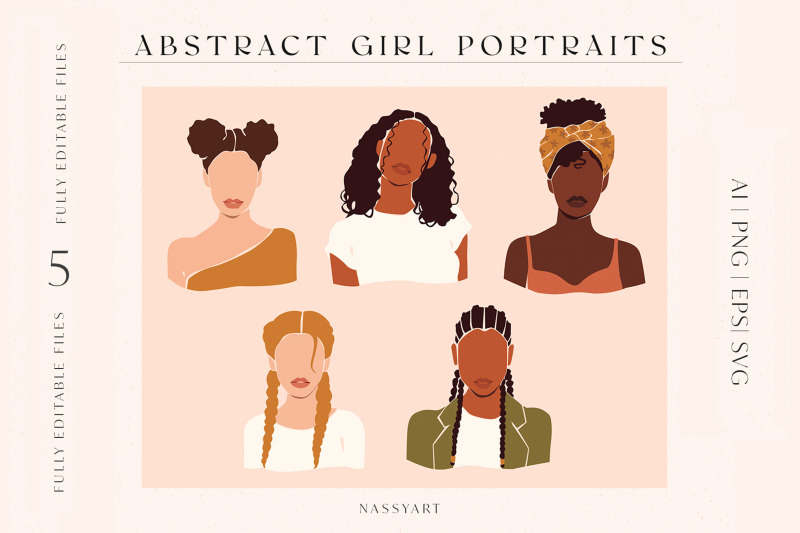 Abstract Women Face Portraits By NassyArt | TheHungryJPEG