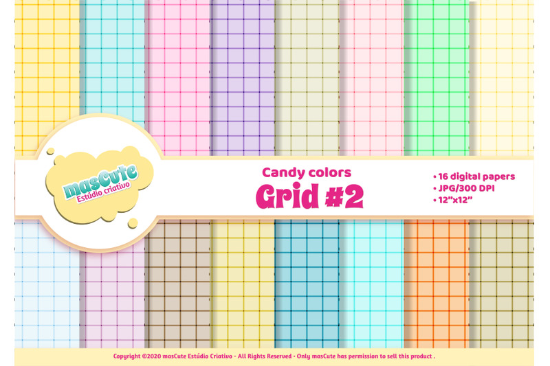 Digital Paper Pack - Grid 2 By mascuteestudio | TheHungryJPEG