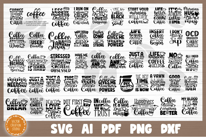 Coffee SVG Bundle Cut File By VectorCreationStudio | TheHungryJPEG