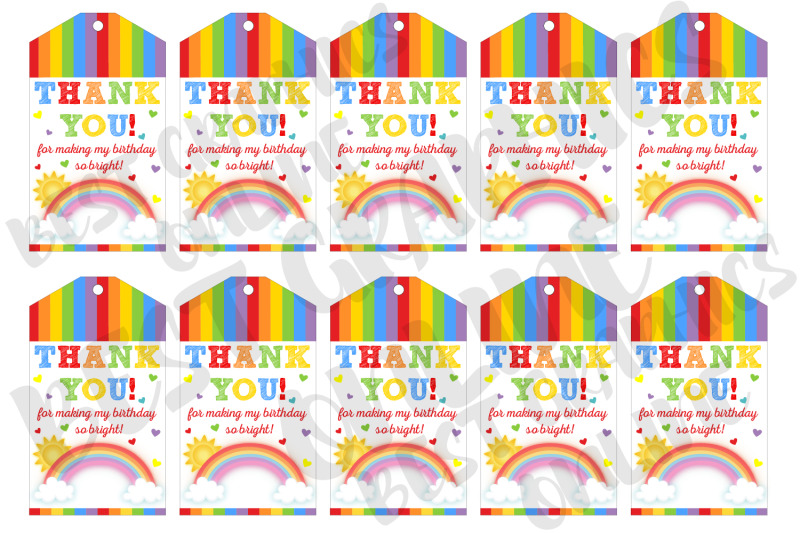 Rainbow Printable Party Favor Gift Tags By Best Graphics Online ...