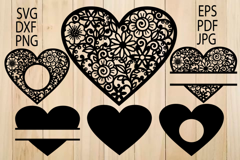 Hearts SVG, Lace Heart SVG,Mandala Heart svg, Decal, Intricate Heart ...