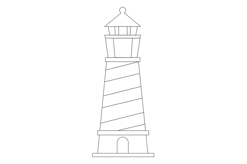 Lighthouse Beach Outline Icon By Printables Plazza | TheHungryJPEG