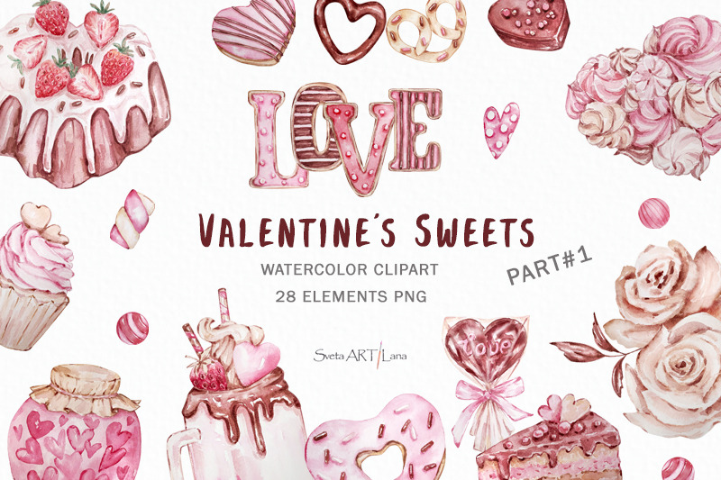 Valentines Day PNG watercolor set By MyStocks