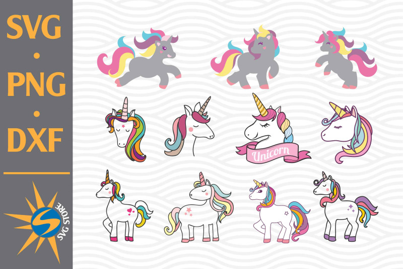 Unicorn SVG, PNG, DXF Digital Files Include By SVGStoreShop | TheHungryJPEG